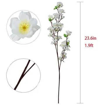 Callu 10Pcs Artificial Flowers Peach Blossom Simulation Peach Branches Flowers Silk Peach Flowers Bouquets Faux Spring Peach Fake Plants for Wedding Home Christmas Indoor Outdoor Decorative