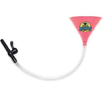 Beer Bong Funnel with Valve - USA Made Extra Long 3ft (36 inch) Tubing Kink-Free + Shotgun Keychain - 40 oz USA Made 100% Recycled Funnel for Beer Drinking Games, College Parties, Spring Break