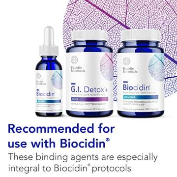 Biocidin G.I. Detox+ Gentle Binder - Activated Charcoal, Zeolite & Aloe for Digestive Health - Supports The Gut Cleanse Detox Process - May Reduce Bloating & Gas (60 Capsules)