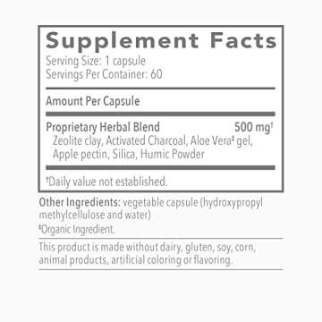 Biocidin G.I. Detox+ Gentle Binder - Activated Charcoal, Zeolite & Aloe for Digestive Health - Supports The Gut Cleanse Detox Process - May Reduce Bloating & Gas (60 Capsules)