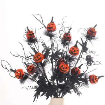 RoseCraft 5PCS Halloween Floral Stems for Festive Decor