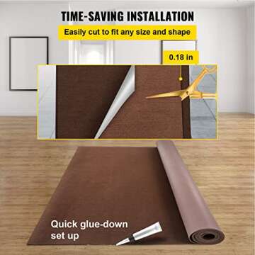 Happybuy Marine Carpet, 6 ft x 13.1 ft Deep Brown Marine Grade Boat Carpet, Marine Carpeting with Soft Cut Pile and Water-Proof TPR Backing, Carpet Roll for Home, Patio, Porch, Deck