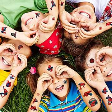 8 Sheets Temporary Tattoos for Kids, Cute Cartoon Tattoos for Girls Boys Party Favors Fake Tattoos S...