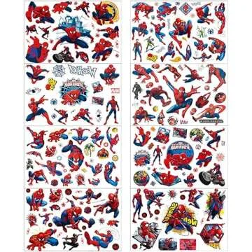 8 Sheets Temporary Tattoos for Kids, Cute Cartoon Tattoos for Girls Boys Party Favors Fake Tattoos Stickers Birthday Party Supplies Birthday Decorations Party Game Activities Reward Gifts