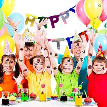 8 Sheets Temporary Tattoos for Kids, Cute Cartoon Tattoos for Girls Boys Party Favors Fake Tattoos Stickers Birthday Party Supplies Birthday Decorations Party Game Activities Reward Gifts