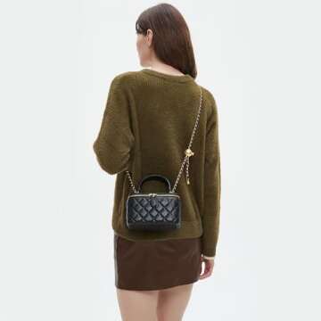 DORIS&JACKY Small Quilted Square Box Crossbody Purse For Women Designer Mini Top Handle Pouch Purse ...