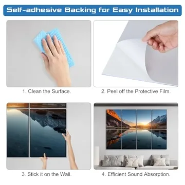 HIRESC 8 Pack Art Acoustic Panels Sound Proof Foam for Walls, 48X32 Inches Decorative Sound Absorbing Panels for Bedroom, Adhesive Included, Lake