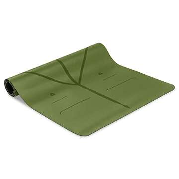 Liforme Original Yoga Mat – Free Yoga Bag Included - Patented Alignment System, Warrior-like Grip, Non-slip, Eco-friendly, sweat-resistant, 4.2mm thick mat for comfort - Olive
