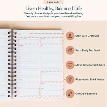 The Self-Care Planner by Simple Self - Undated 6 Month Life Planner - Daily, Monthly, Weekly - Focus...