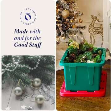 HOMZ 4-Pack Heavy Duty Holiday Storage Bins with Lids