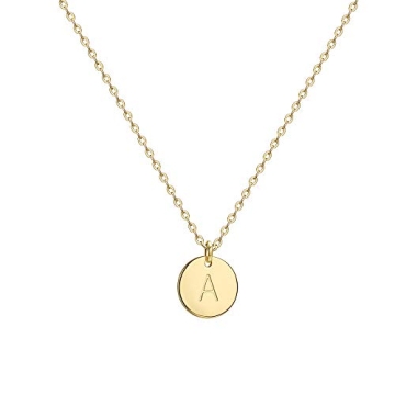 Valloey Rover 14K Gold Initial Coin Necklace for Women