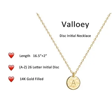 Valloey Rover 14K Gold Initial Coin Necklace for Women