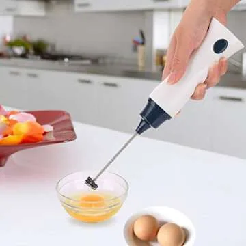 Rechargeable Eggbeater Handheld Stainless Milk Frother Foamer Blender Coffee Mixer with Charging Cable