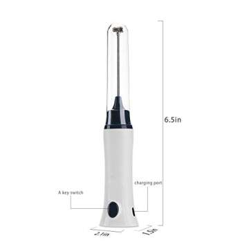 Rechargeable Eggbeater Handheld Stainless Milk Frother Foamer Blender Coffee Mixer with Charging Cable