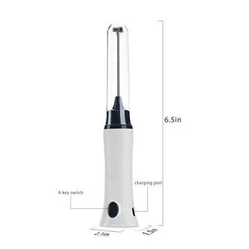 Rechargeable Eggbeater Handheld Stainless Milk Frother Foamer Blender Coffee Mixer with Charging Cable