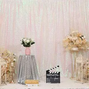 Eternal Beauty White Iridescent Sequin Backdrop, 5x6 Ft Glitter Background Curtains for Shimmer Photography Party Wedding Birthday Back Drop Decor