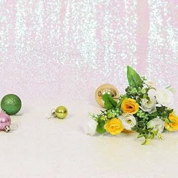 Eternal Beauty White Iridescent Sequin Backdrop, 5x6 Ft Glitter Background Curtains for Shimmer Photography Party Wedding Birthday Back Drop Decor