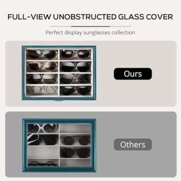 ProCase Wooden Sunglasses Organizer Trays for Men Women, Narrow Frame Glass Display Case Multiple Eyewear Eyeglass Holder Storage Box -Black