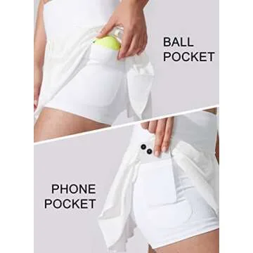YYV Women's Pleated Tennis Skirt with 3 Pockets Golf Stretchy High Waisted Skort Skirts for Women At...