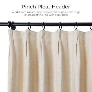TWOPAGES 100 W x 102 L inch Pinch Pleat Unlined Darkening Drape Faux Linen Curtain Drapery Panel for Living Room Bedroom Meetingroom Club Theater Patio Door (1 Panel),Sand Beige