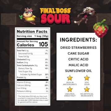Final Boss Sour, Extremely Super Sour Gummy Candy, Strawberry, LvL 3, (1.06 Ounces Bags, 10 Bags) - ...