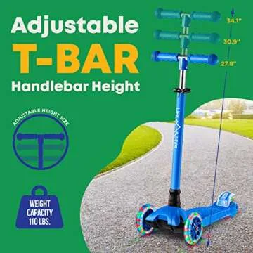Lifemaster Kids Scooter – Children and Toddler 3 Wheel Kick Scooter – LED Wheel Lights Illuminat...