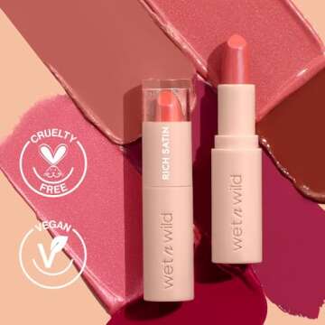 wet n wild Mega Last Rich Satin Lip Color, Rich Creamy Color with Satin Finish, Infused with Vitamin E & Moisturizing Argan Oil, Lightweight, Silky-Smooth, Vegan & Cruelty-Free - Disco Rose