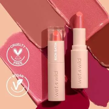 wet n wild Mega Last Rich Satin Lip Color, Rich Creamy Color with Satin Finish, Infused with Vitamin E & Moisturizing Argan Oil, Lightweight, Silky-Smooth, Vegan & Cruelty-Free - Disco Rose