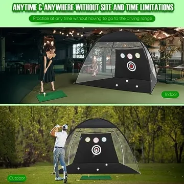Golf Net, 10x7ft Golf Practice Net Backyard Driving, Golf Chipping Net, Golf Swing Net, All in 1 Home Golf Hitting Aid Nets with Golf Mat – Practical Father Day Dad Gifts from Son Daughter Wife