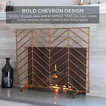 Best Choice Products Handcrafted Wrought Iron Chevron Fireplace Screen