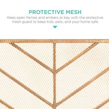 Elegant Wrought Iron Chevron Fireplace Screen for Safety