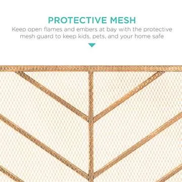 Elegant Wrought Iron Chevron Fireplace Screen for Safety