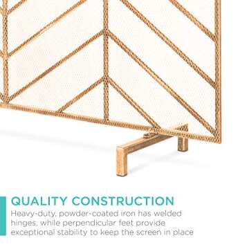 Elegant Wrought Iron Chevron Fireplace Screen for Safety