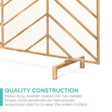 Elegant Wrought Iron Chevron Fireplace Screen for Safety