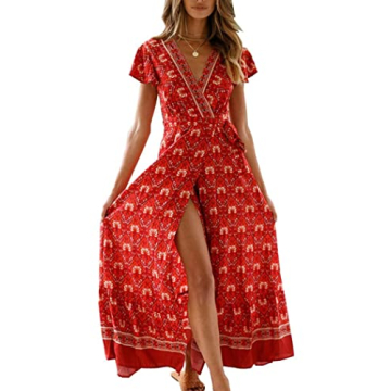 PRETTYGARDEN Floral Wrap Summer Dress for Women