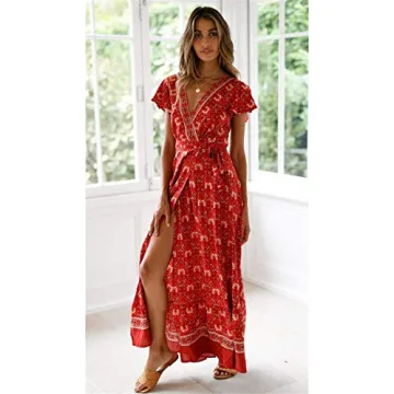PRETTYGARDEN Floral Wrap Summer Dress for Women