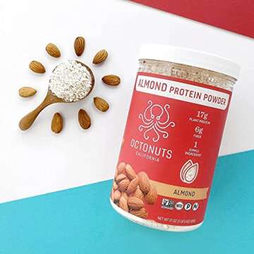 OCTONUTS Almond Protein Powder, 21 Ounce, Made with California Almonds, 17g Plant Based Protein, Keto, Paleo Friendly, Vegan, Gluten Free, 17 Servings