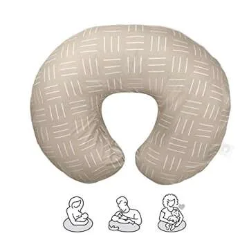 Boppy Organic Original Nursing Pillow, Sand Criss Cross, Ergonomic Nursing Essentials for Bottle and Breastfeeding, Firm Hypoallergenic Fiber Fill with 100% Organic Cotton Pillow Cover