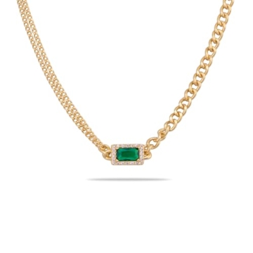 Milan Chiva 14K Gold Chunky Choker Plated Square Pendant Necklace for Women, Dainty Trendy Non Tarni...