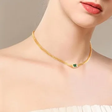 Milan Chiva Gold Chunky Choker Pendant Necklace for Women