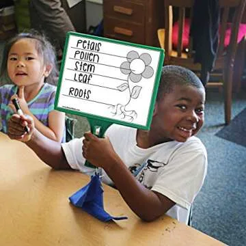 KleenSlate (6) 2-Sided Customizable Whiteboard with Clear Dry Erase Sleeve for Interchangeable Templates and Graphic Organizers and Bonus - 6 Dry Erase Markers with Eraser Cap