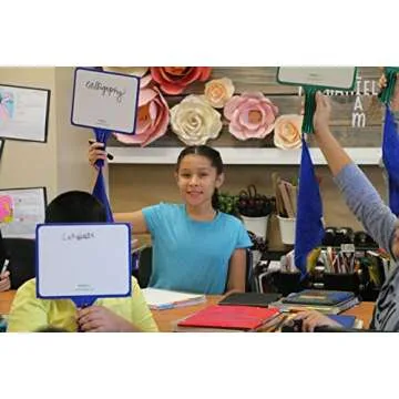 KleenSlate (6) 2-Sided Customizable Whiteboard with Clear Dry Erase Sleeve for Interchangeable Templates and Graphic Organizers and Bonus - 6 Dry Erase Markers with Eraser Cap