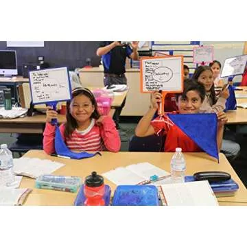 KleenSlate (6) 2-Sided Customizable Whiteboard with Clear Dry Erase Sleeve for Interchangeable Templates and Graphic Organizers and Bonus - 6 Dry Erase Markers with Eraser Cap