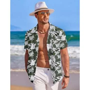 Stylish COOFANDY Men's Tropical Shirt for Summer Fun