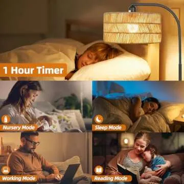 Rattan Floor Lamp for Living Room - Adjustable Decor