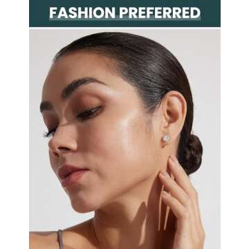 6 Pairs Stud Earrings Hypoallergenic Cubic Zirconia 316L Earrings Stainless Steel CZ Earrings Set 3-8mm (Gold)