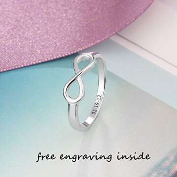 Personalized Infinity BFF Rings for Best Friends – Sterling Silver Custom Name Pinky Promise Rings...