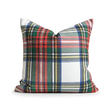 Hofdeco Holiday Decorative Throw Pillow Cover in Gray Plaid
