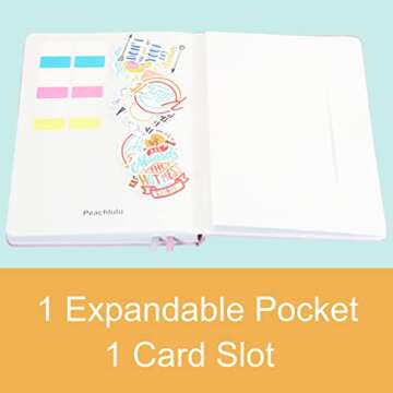 PEACHLULU Lined Journal Hardcover Notebook 5.7 x 8 Inches 100 GSM Thick Paper 2 Bookmarks (College Ruled, Pink)