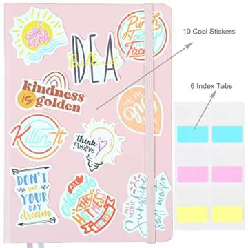 PEACHLULU Lined Journal Hardcover Notebook 5.7 x 8 Inches 100 GSM Thick Paper 2 Bookmarks (College Ruled, Pink)